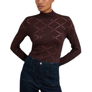 Reiss Laser Cut Burgundy Seren Top Size L